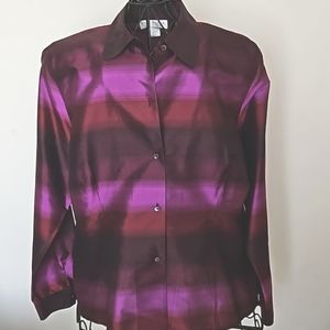 Doncaster Silk Button Shirt, Size L.